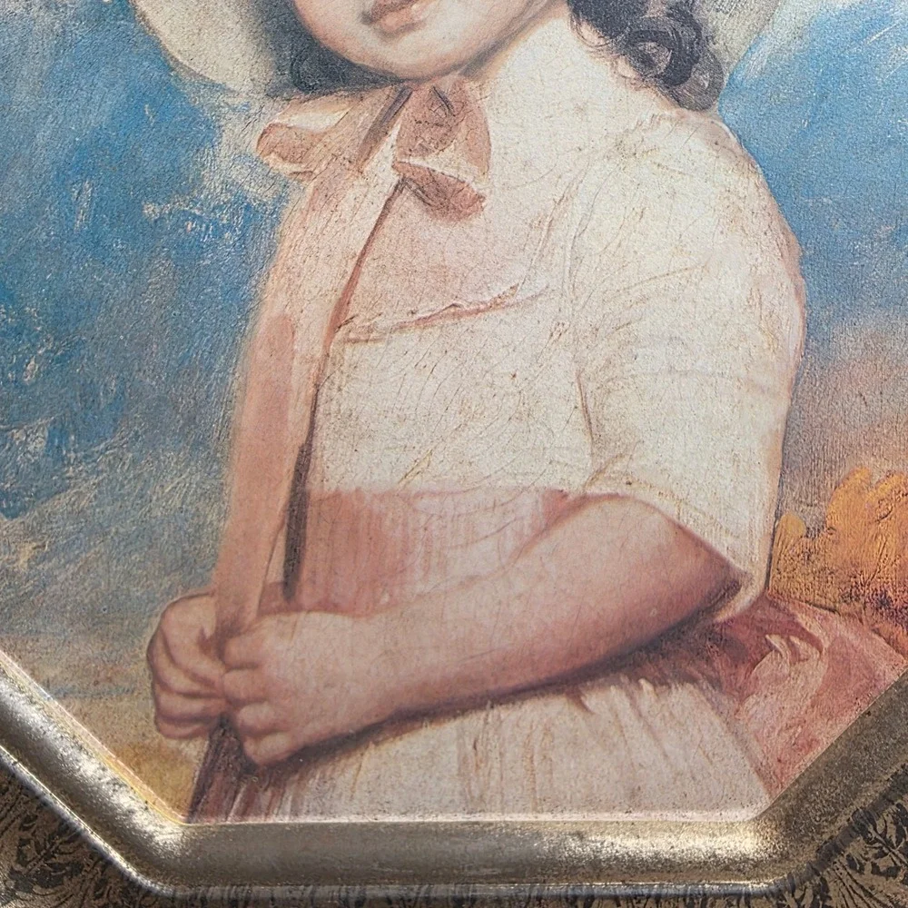 Vintage 70s Tin Lithograph George Romney's‎ Portrait of Miss Juliana Willoughby